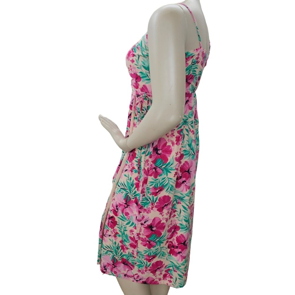 J Crew Dress Womens Size 12 Floral Wrap Midi Length Sleeveless Pink Green - Picture 3 of 16